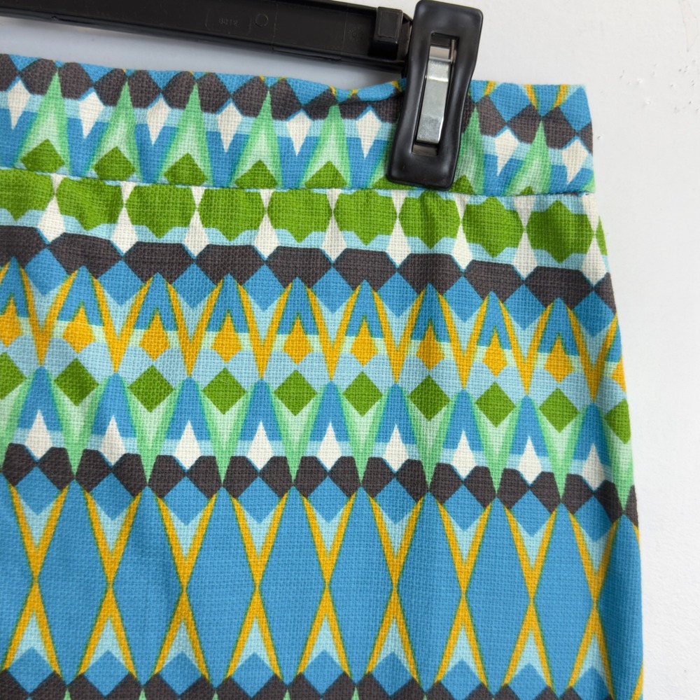 Geometric Diamond Print Pencil Skirt Womens 2 Blue Green Knee‎ Length Graphic - Picture 7 of 12